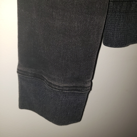 Black Cropped Denim Jacket Banded Distressed Size Medium - Picture 8 of 11